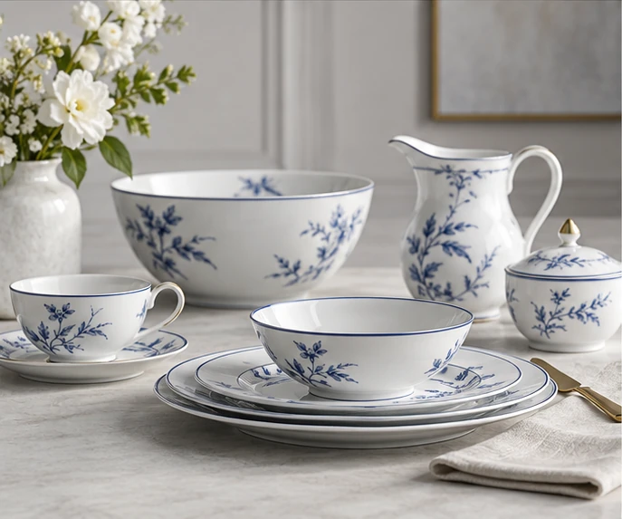 Coordinated porcelain tableware